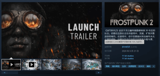 仅用时一天!《冰汽时代2》Steam玩家峰值超越前作!